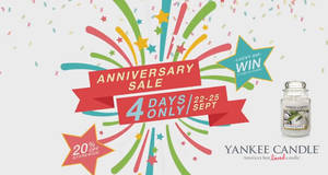 Featured image for Yankee Candle: 20% Off Storewide Anniversary Sale from 22 – 25 Sep 2016
