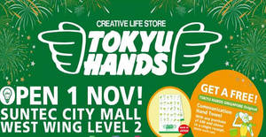 Featured image for (EXPIRED) TOKYU HANDS: New Suntec Outlet Grand Opening Promotions from 1 Nov 2016