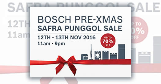 Featured image for Save up to 70% off Bosch appliances at their Pre-Xmas SAFRA Punggol Sale from 12 - 13 Nov 2016