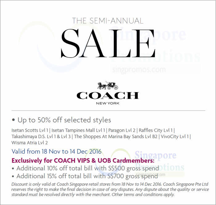 Coach semiannual sale offers up to 50 off selected styles from 18 Nov