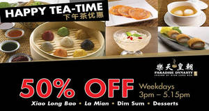 Featured image for (EXPIRED) Paradise Dynasty offers 50% off Xiao Long Bao, La Mian, Dim Sum & More at 4 Outlets from 26 Jul 2016