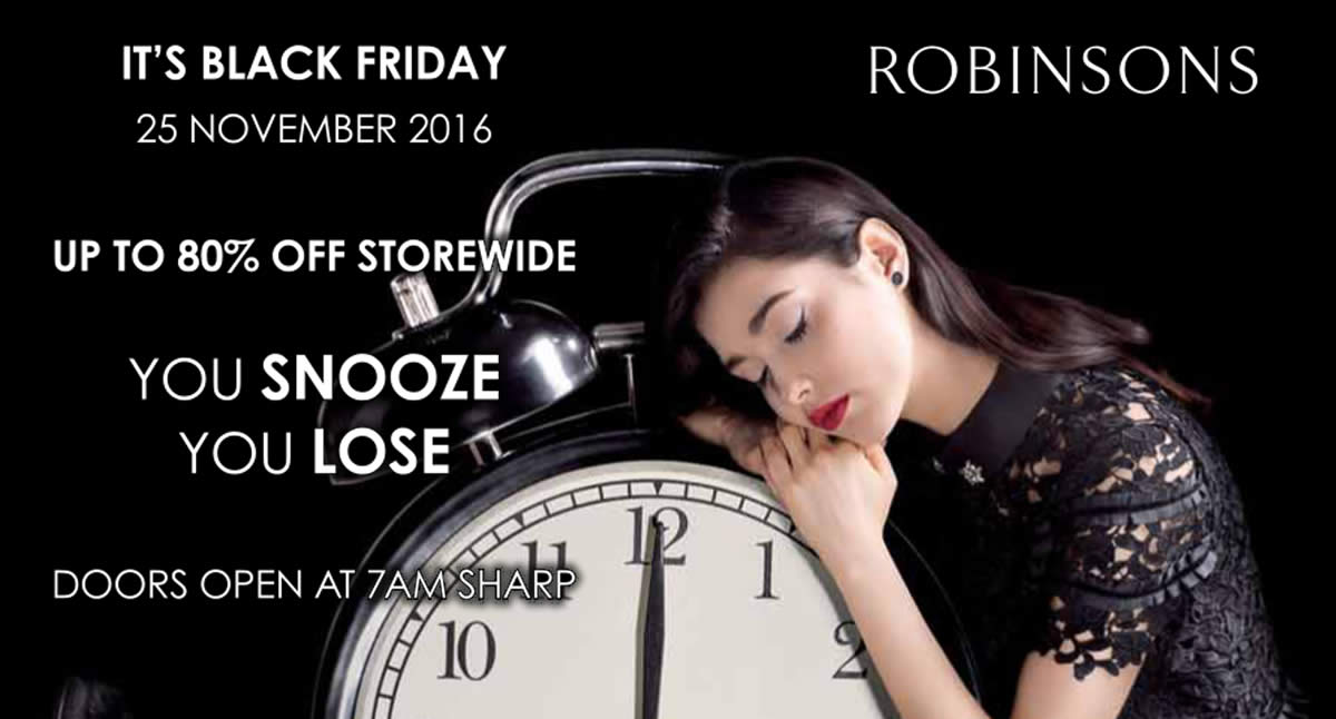 Featured image for Robinsons Black Friday sale at all three stores promises up to 80% off storewide from 25 - 27 Nov 2016