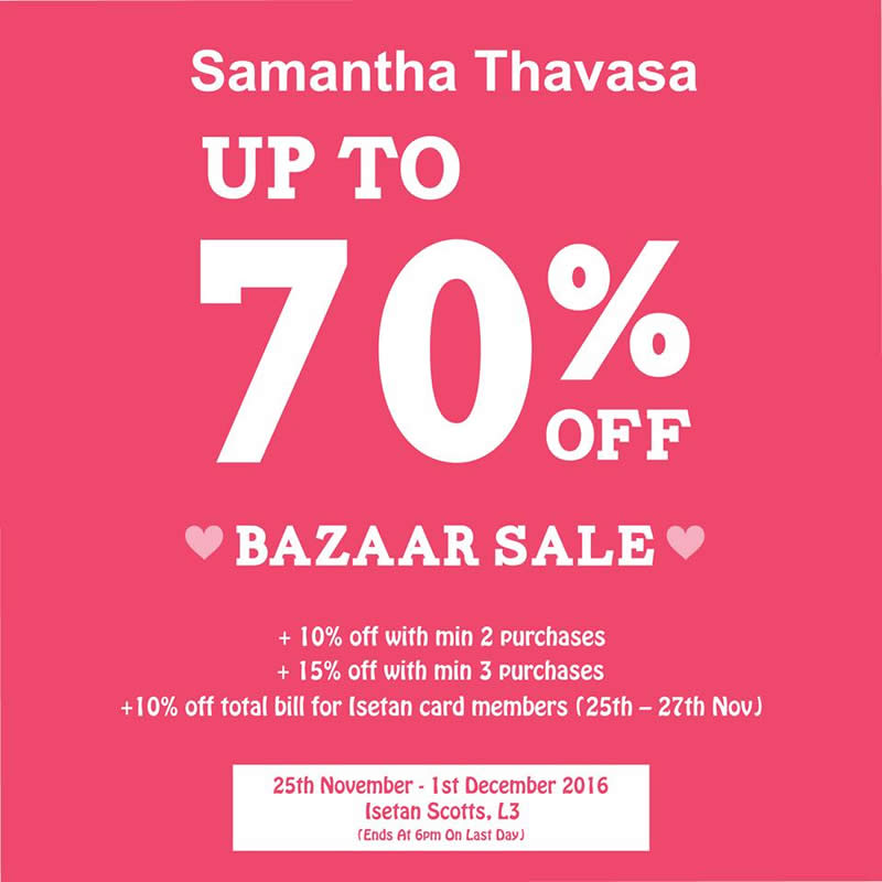 Samantha Thavasa Bazaar Sale Up to 70 off at Shaw House from 25