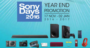 Featured image for Sony has started their year-end Days offers on TVs, consoles, cameras, audio & more from 17 Nov 2016 – 2 Jan 2017