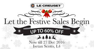 Featured image for Le Creuset festive sale now on with up to 60% off at selected Isetan outlets from 14 – 27 Dec 2016