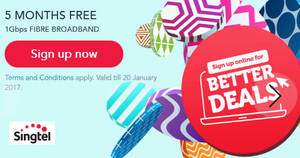 Featured image for (EXPIRED) Sign-up Singtel 1Gbps fibre broadband & enjoy 5 months free from 31 Dec 2016 – 20 Jan 2017