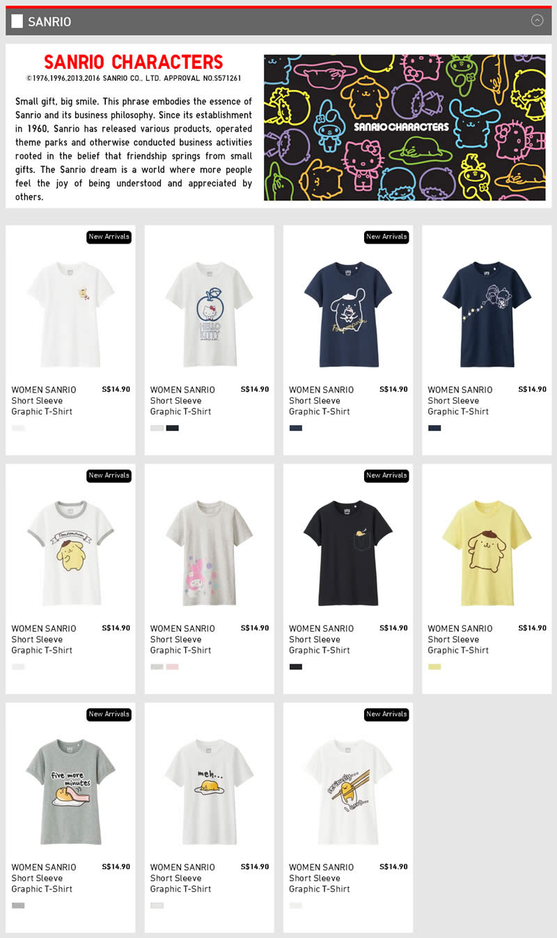 SANRIO CHARACTERS, UT GRAPHIC T-SHIRTS