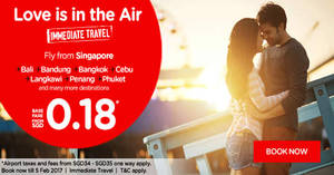 Featured image for Air Asia offers fares from $0.18* for travel up to Aug 17. Book from 30 Jan – 5 Feb 2017