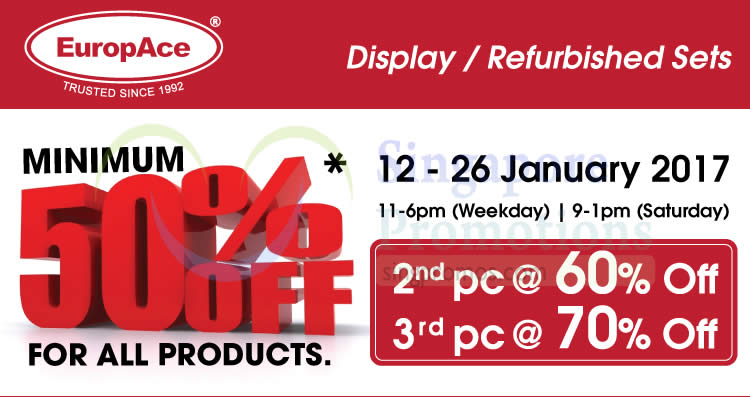 Featured image for Europace display & refurbished sets sale offers discounts of over 50% off from 12 - 26 Jan 2017