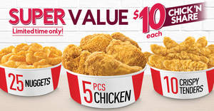 Featured image for (EXPIRED) KFC launches new $10 Chick ‘N Share deals for a limited time from 31 Jan 2017