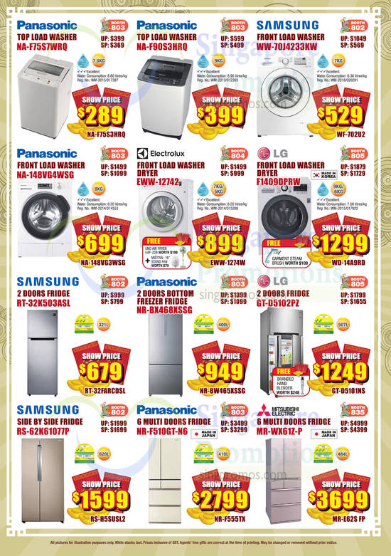 Washers, Fridges, Samsung, Panasonic, Electrolux, CNY Expo 3 Jan 2017