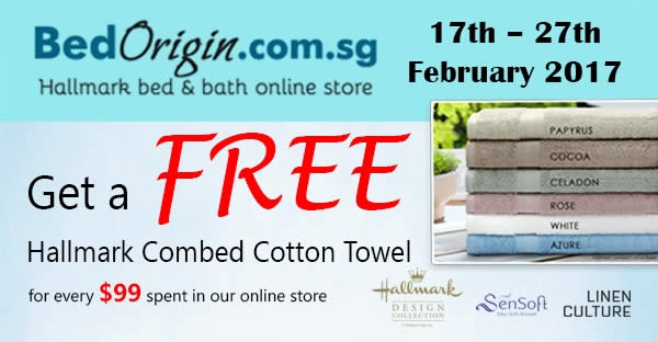 Featured image for Free Hallmark Towel for every $99 spent online from 17 - 27 Feb 2017