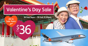 Featured image for (EXPIRED) Jetstar fr $36 all-in Valentine’s Day sale fares to 24 destinations for travel up to Nov 2017. Book from 14 – 19 Feb 2017