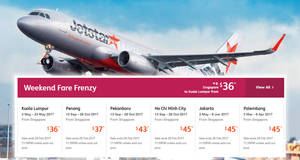 Featured image for (EXPIRED) Jetstar’s weekend fare frenzy features promo fares fr $36 all-in for travel up to Nov 2017. Book from 24 – 26 Feb 2017