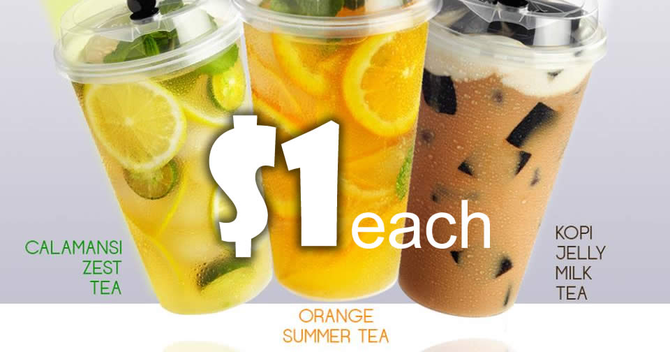 Featured image for Toast Box to offer its new tea beverages for only $1 each (u.p. $3.80) at Tampines Mall on 28 Feb 2017