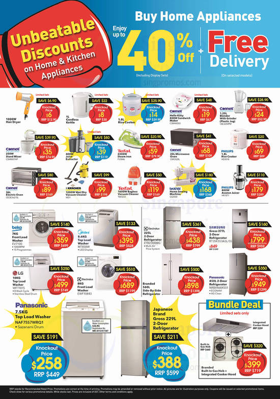 Knockout Sale Fridges, Oven, Blenders, 30 Mar 2017