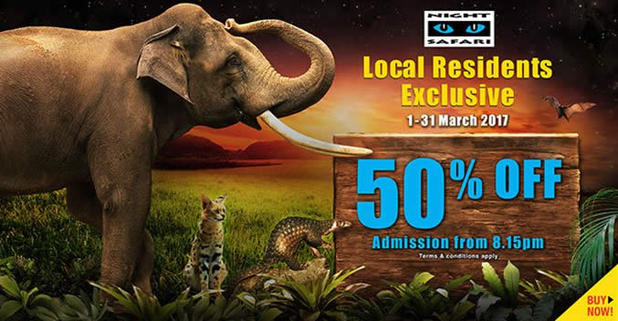 Featured image for Save 50% off Night Safari admission tickets for local residents from 1 - 31 Mar 2017