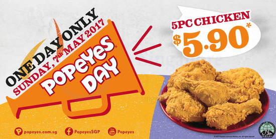 Popeyes Singapore New Daily Deals From 2 95 8 Aug 2017