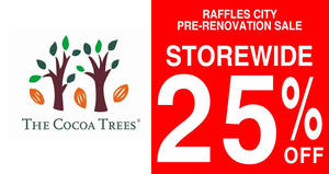 Featured image for The Cocoa Trees throws 25% storewide at Raffles City outlet from 3 – 12 Mar 2017