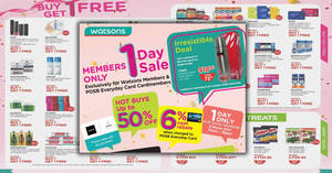 Featured image for (EXPIRED) Watsons is having a one-day sale featuring 1-for-1 deals & more for Watsons members & POSB Everyday cardmembers on 8 Mar 2017