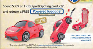 Featured image for (EXPIRED) Fairprice: Spend $389 on FRISO participating products & redeem a FREE powered luggage from 7 Apr – 31 May 2017