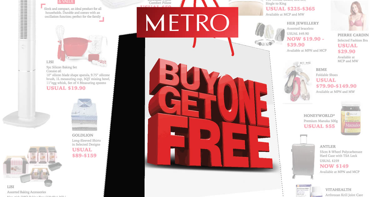 Featured image for Metro: Buy one get one free (1-for-1) special buys this long weekend from 28 Apr - 1 May 2017