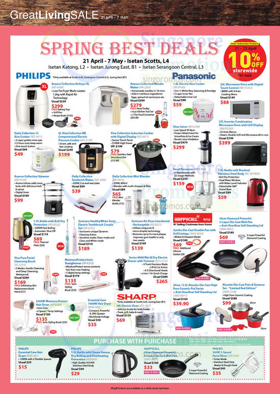 Philips, Panasonic, Air Fryer, Noodle Maker, Sandwich Maker, Happycall Double Pans