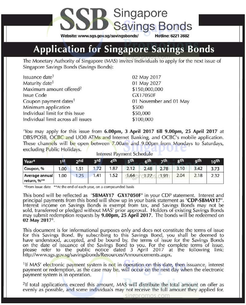 Singapore Savings Bond 4 Apr 2017