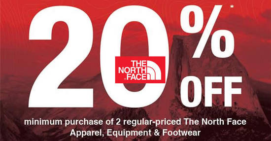 Featured image for The North Face: 20% off with min purchase of two reg-priced items at 6 outlets from 28 Apr - 1 May 2017