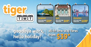 Featured image for (EXPIRED) TigerAir: All-in one-way fares from $39* when you fly from Tues-Thurs! Book from now till 30 Apr 2017