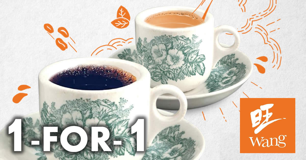 Featured image for Wang Cafe: 1 for 1 promotion for Kopi/Teh cups at all Wang Cafe & Heavenly Wang outlets on 30 July 2021