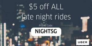 Featured image for (EXPIRED) Get $5 off unlimited uberX & uberPOOL late night rides valid from 29 Apr – 5 May 2017, 12am – 6am!