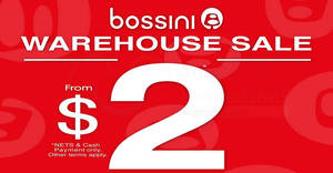 Featured image for Bossini warehouse sale now on with prices starting from $2 onwards! From 18 – 28 May 2017