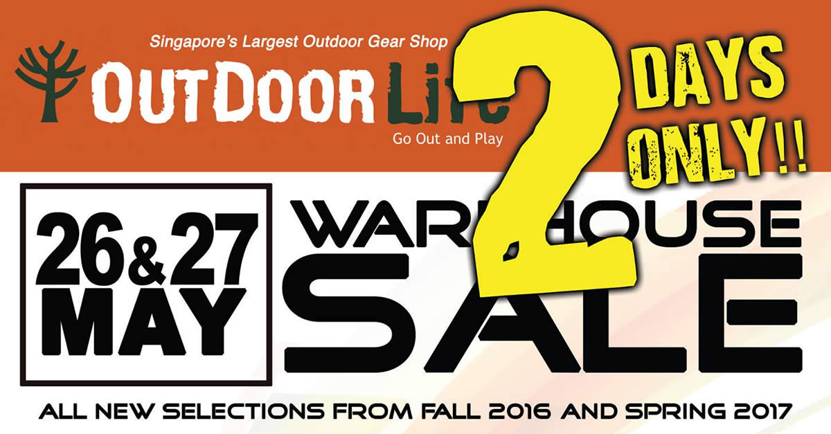 Featured image for Outdoor Life: Warehouse sale with discounts of up to 80% off! From 26 - 27 May 2017