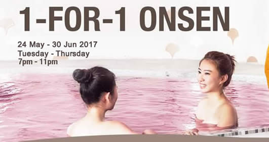 Featured image for Yunomori Onsen & Spa's 1-for-1 promotion returns from 24 May - 30 Jun 2017 (Tues-Thurs)