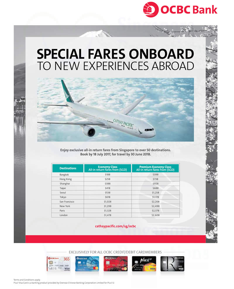 Cathay Pacific Promo fares fr 188 allin return to over 50