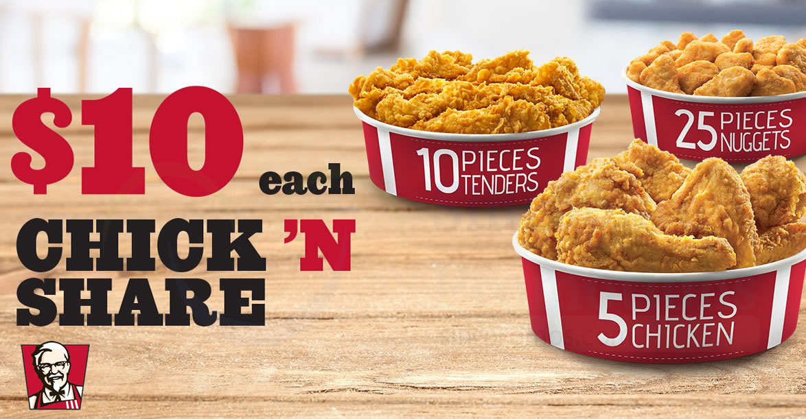 Featured image for KFC: $10 for 5pcs Chicken, 10pcs Crispy Tenders OR 25pcs Nuggets deal is back! Ends 23 Jan 2018