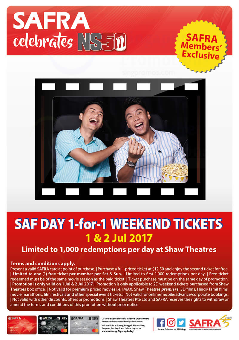 Shaw Theatres 1 For 1 Movie Tickets This Weekend For Safra