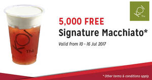 Featured image for (EXPIRED) (Fully Redeemed!) KOI Thé is giving out 5,000 free cups of Signature Macchiato for SAFRA members! From 10 – 16 Jul 2017