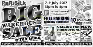 Featured image for (EXPIRED) Parisilk: Biggest Warehouse Sale at The Furniture Mall Toh Guan! From 7 – 9 Jul 2017