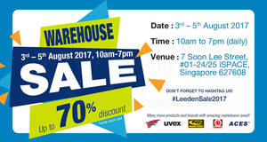 Featured image for (EXPIRED) The Leeden Store: Up to 70% off warehouse sale! From 3 – 5 Aug 2017