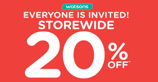 Watsons: Enjoy storewide 20% off with min $38 spend (NO membership required) till 12 Sep 2021 - 1