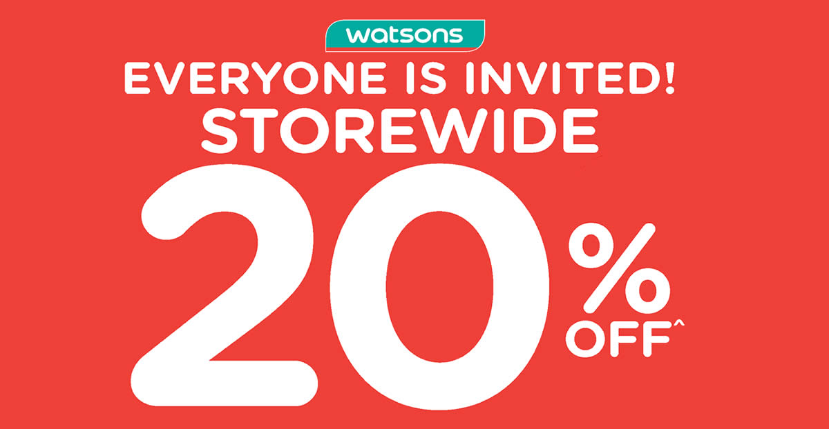 Featured image for Watsons: Enjoy storewide 20% off with min $38 spend (NO membership required) till 6 Feb 2022