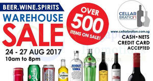 Featured image for (EXPIRED) Cellarbration warehouse sale – over 500 items on sale! From 24 – 27 Aug 2017