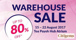 Featured image for Citigems up to 80% off warehouse sale at Toa Payoh HDB Hub! From 15 – 22 Aug 2017
