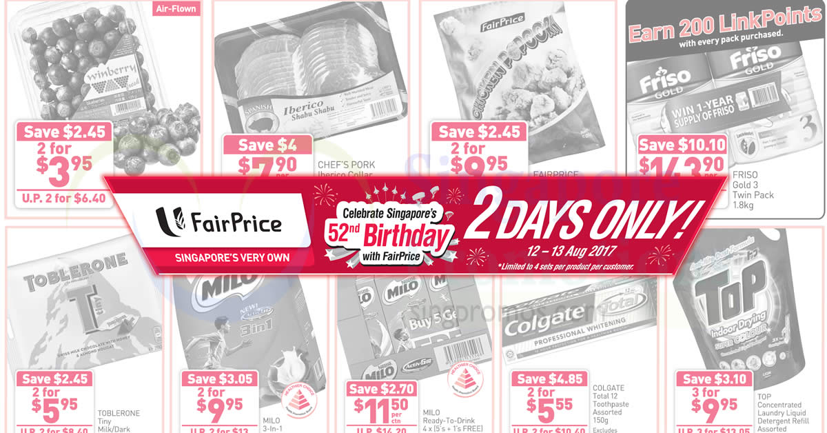 Featured image for Fairprice two-days offers - Toblerone, Milo, Friso & more! From 12 - 13 Aug 2017