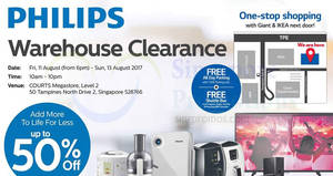 Featured image for (EXPIRED) Philips warehouse clearance sale at COURTS Megastore! From 10 – 13 Aug 2017