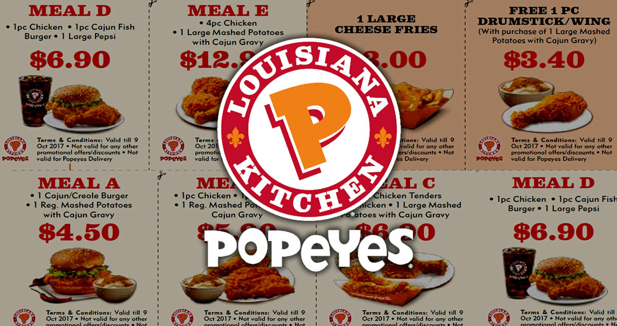 Popeyes: Save with these new coupon deals valid at all outlets From 29