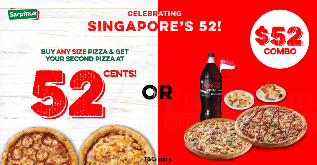 Sarpino’s 52 Cents a pizza OR 52 Combo set! From 8 31 Aug 2017