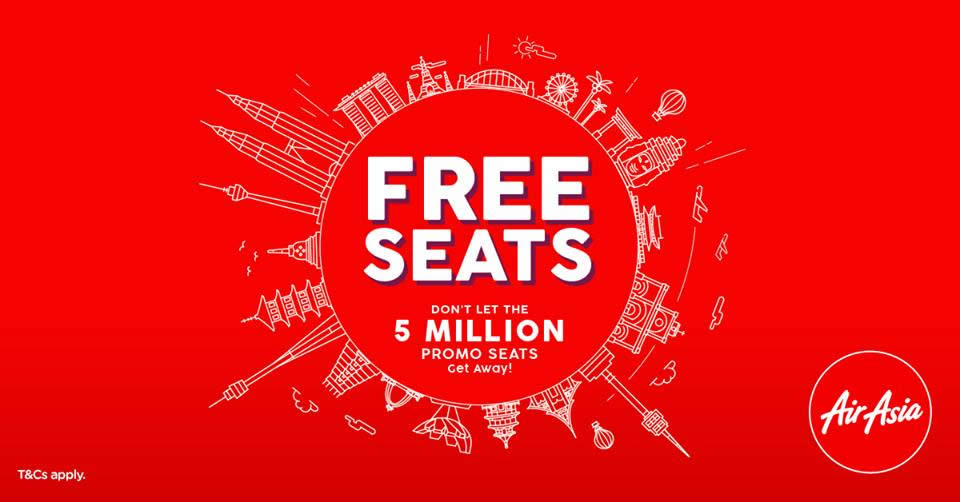 Featured image for Air Asia's free seats promotion is BACK! Book from now till 17 Sep 2017